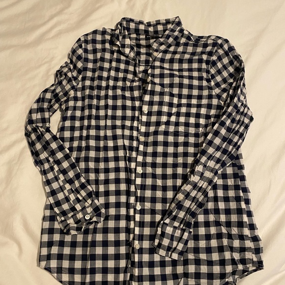 J. Crew Tops - J.Crew Navy and White Gingham Button Down, 100% Cotton, Size Small
